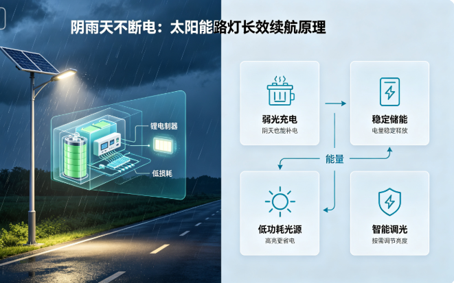 阴雨天不断电：太阳能路灯长效续航的核心原理